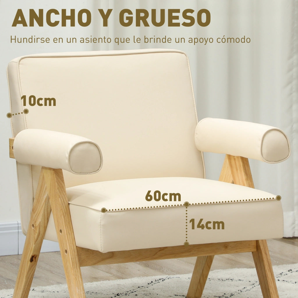 Poltrona ¨C Zephmum ¨C Crema, similpelle, legno