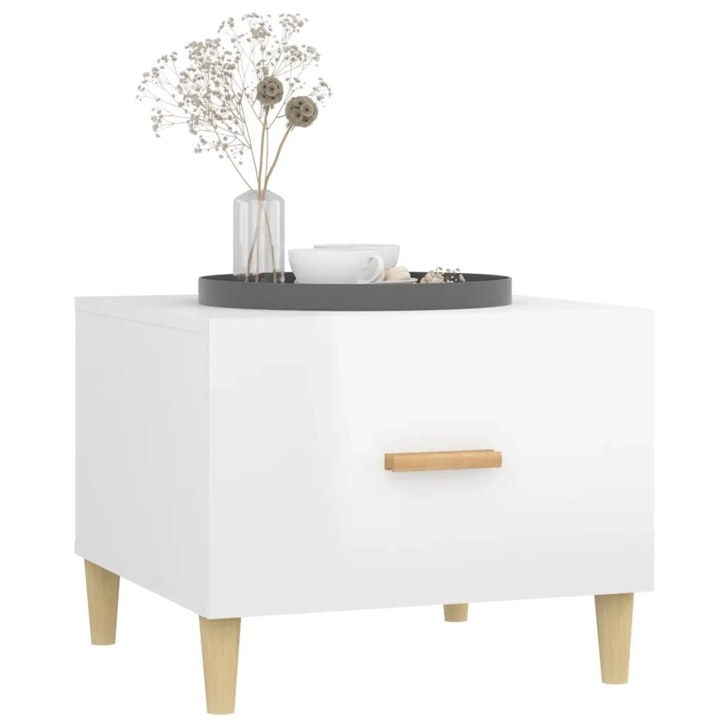 Tavolino da Salotto Bianco Lucido 50x50x40 cm Legno Multistrato cod mxl 15655