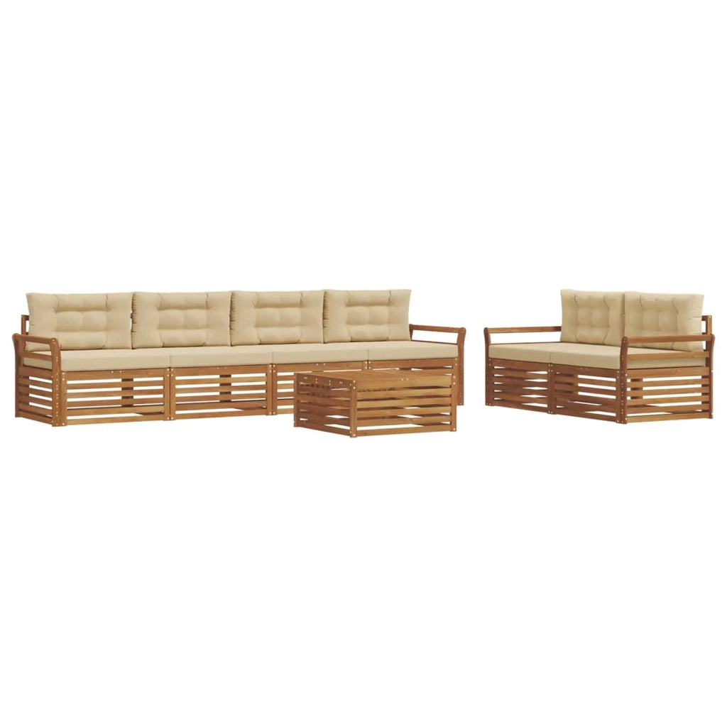 Set di divani da esterno con cuscino 7 pcs Naturale e Beige