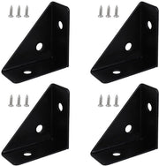 Supporti angolari in metallo per mobili - Nero - Sostegno robusto - Ideali per armadi e scrivanie - 4 pezzi