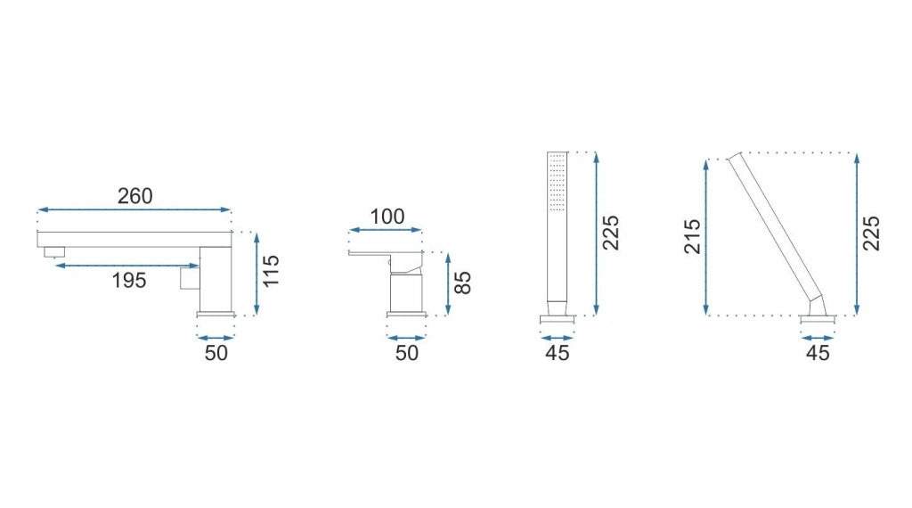 Rubinetto Da Vasca Rea Glen Black In Tre Parti