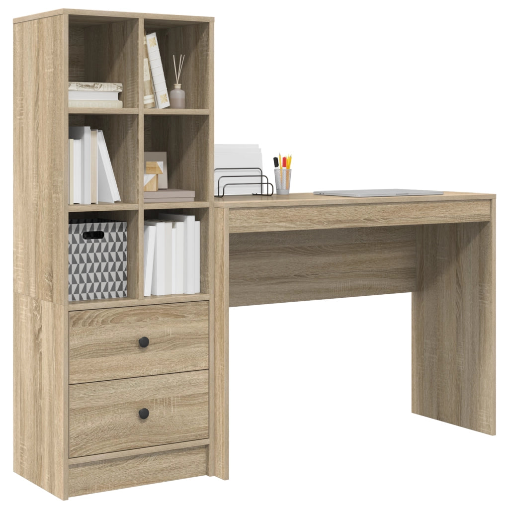 Scrivania con archiviazione rovere sonoma legno ingegnerizzato