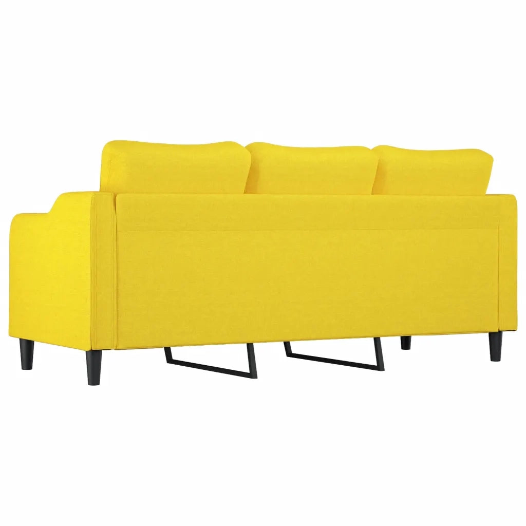 Divano a 3 Posti Giallo Chiaro 180 cm in Tessuto 359372