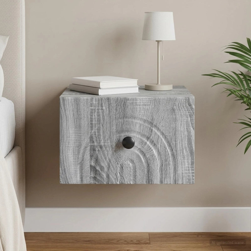 Mobiletto da notte a muro Grigio Sonoma 33 x 34,5 x 20 cm 898097