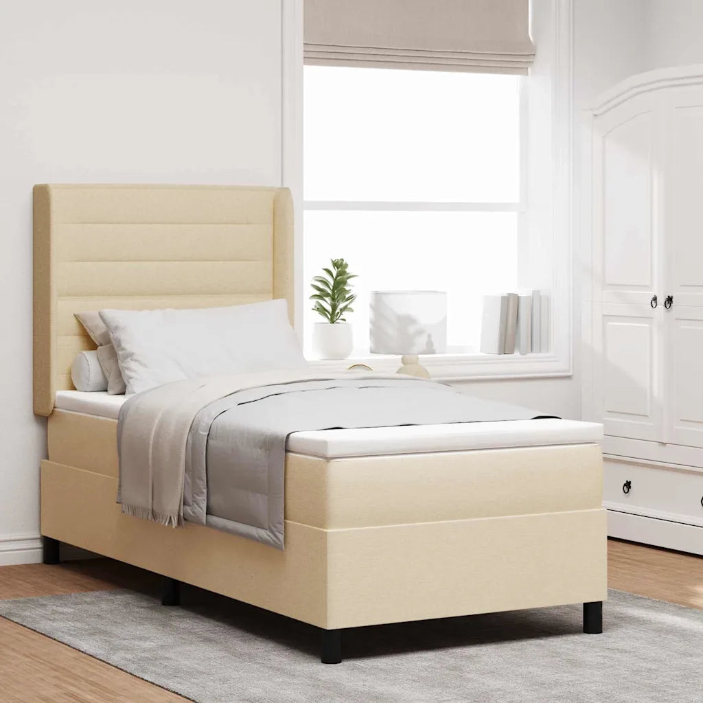Letto a molle con materasso Crema 200 x 90 cm Tessuto 3341565
