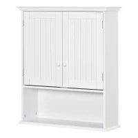 kleankin Mobile Bagno Sospeso con Armadietto a 2 Ante e Ripiano Aperto, Mensola Interna Regolabile, Bianco
