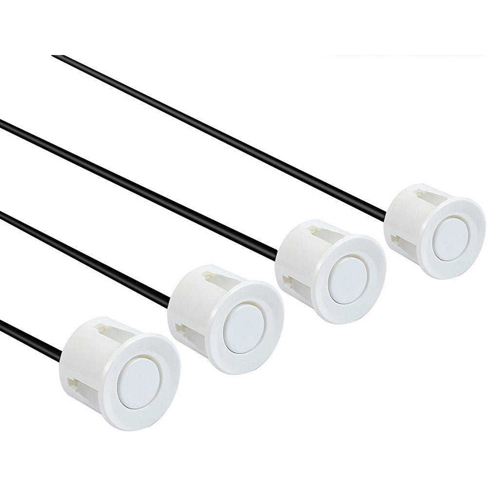 Trade Shop - Kit 4 Sensori Parcheggio Per Auto Retromarcia Posteriori Bianchi Con Led Display -