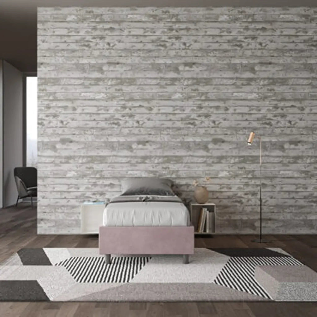 Letto singolo senza rete imbottito 80x200 microfibra glicine Azelia