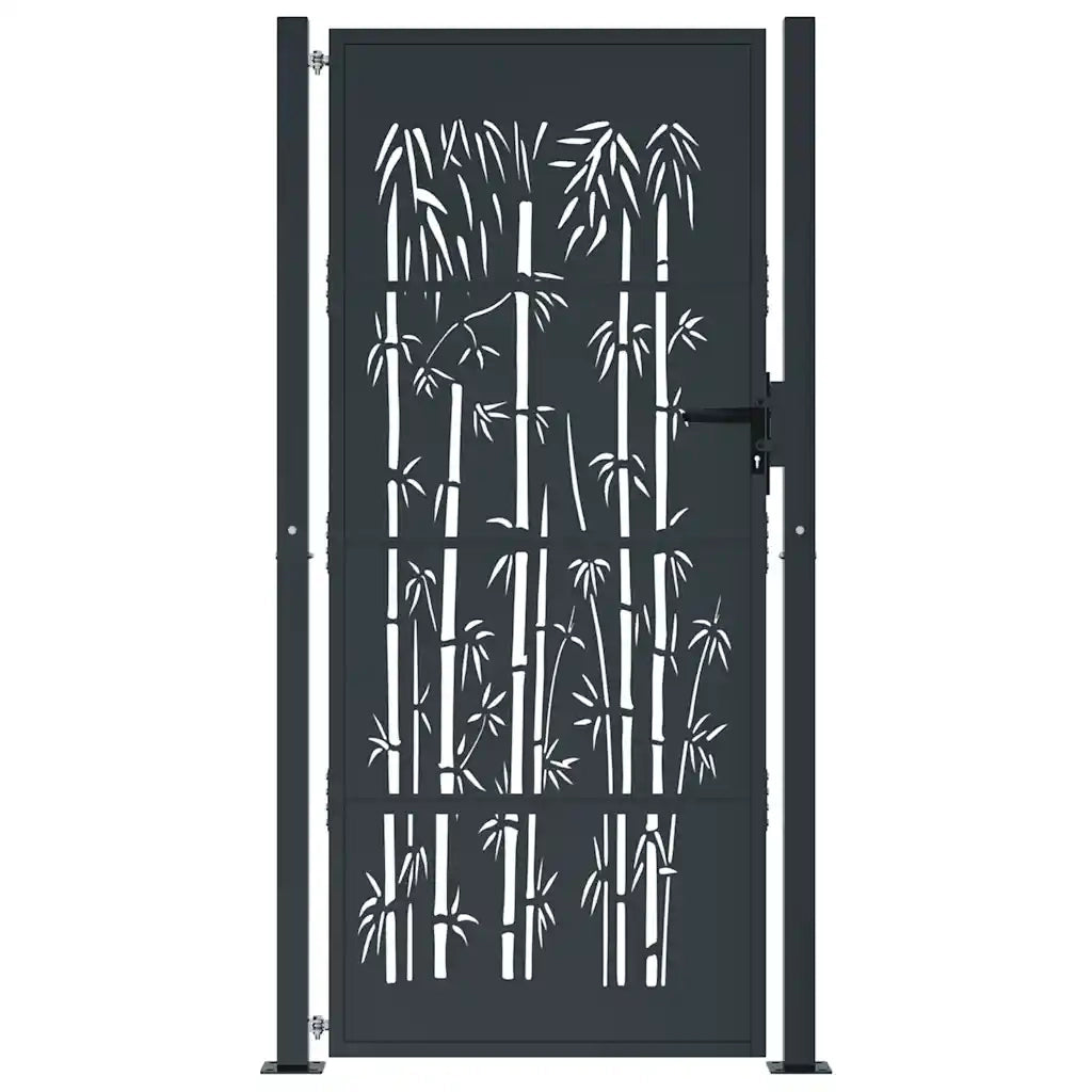 vidaXL Cancello Giardino Antracite 105x205 cm in Acciaio Design Bambù