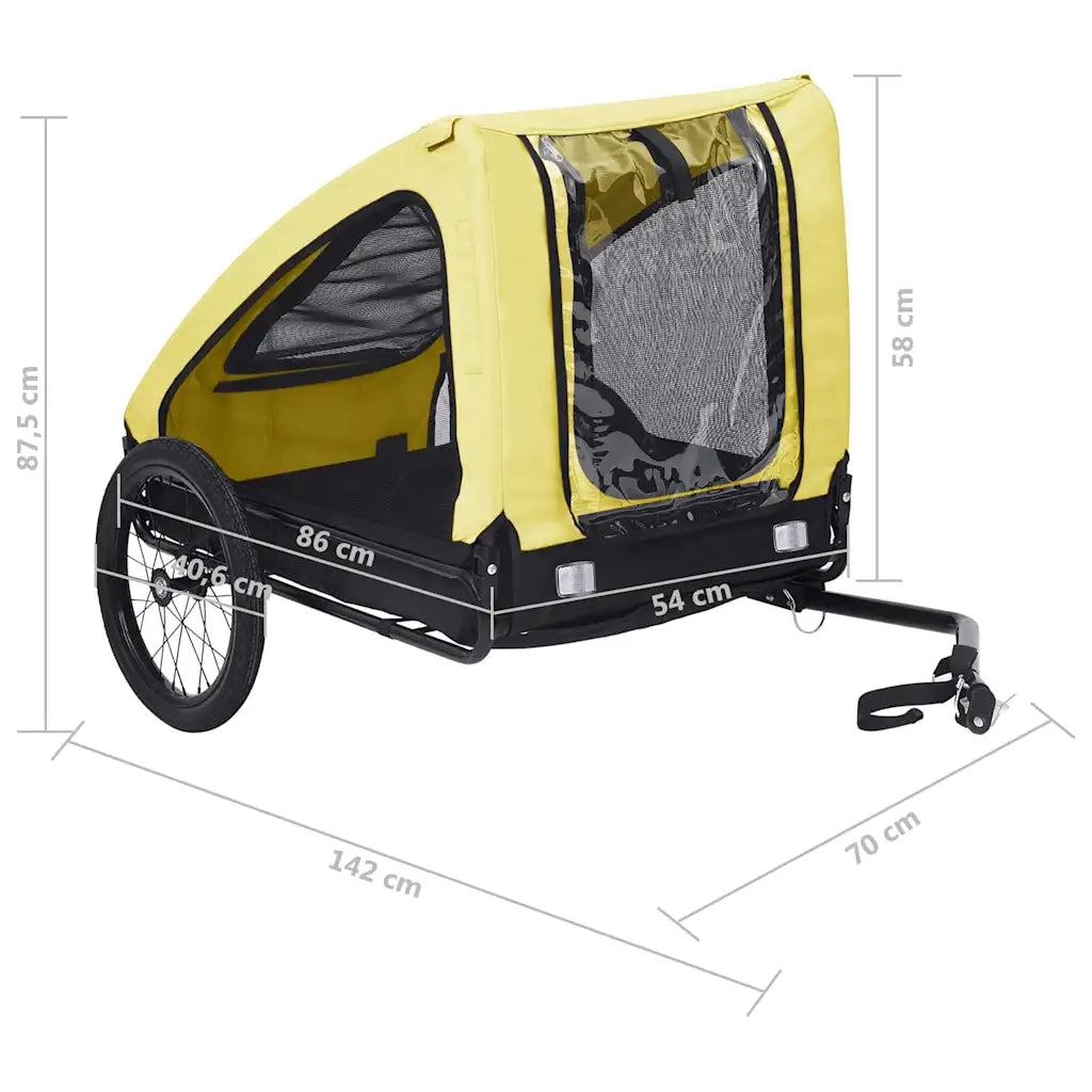 Rimorchio da Bici per Animali Domestici Giallo e Nero 92596