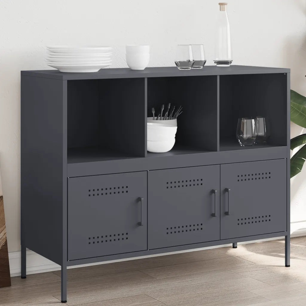 Credenza-Buffet-Armadio da cucina Antracite 100,5x39x79 cm in Acciaio