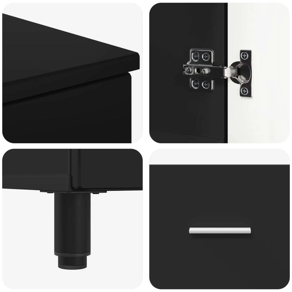 Mobiletto da bagno Nero 60 x 35 x 60 cm Legno ingegnerizzato