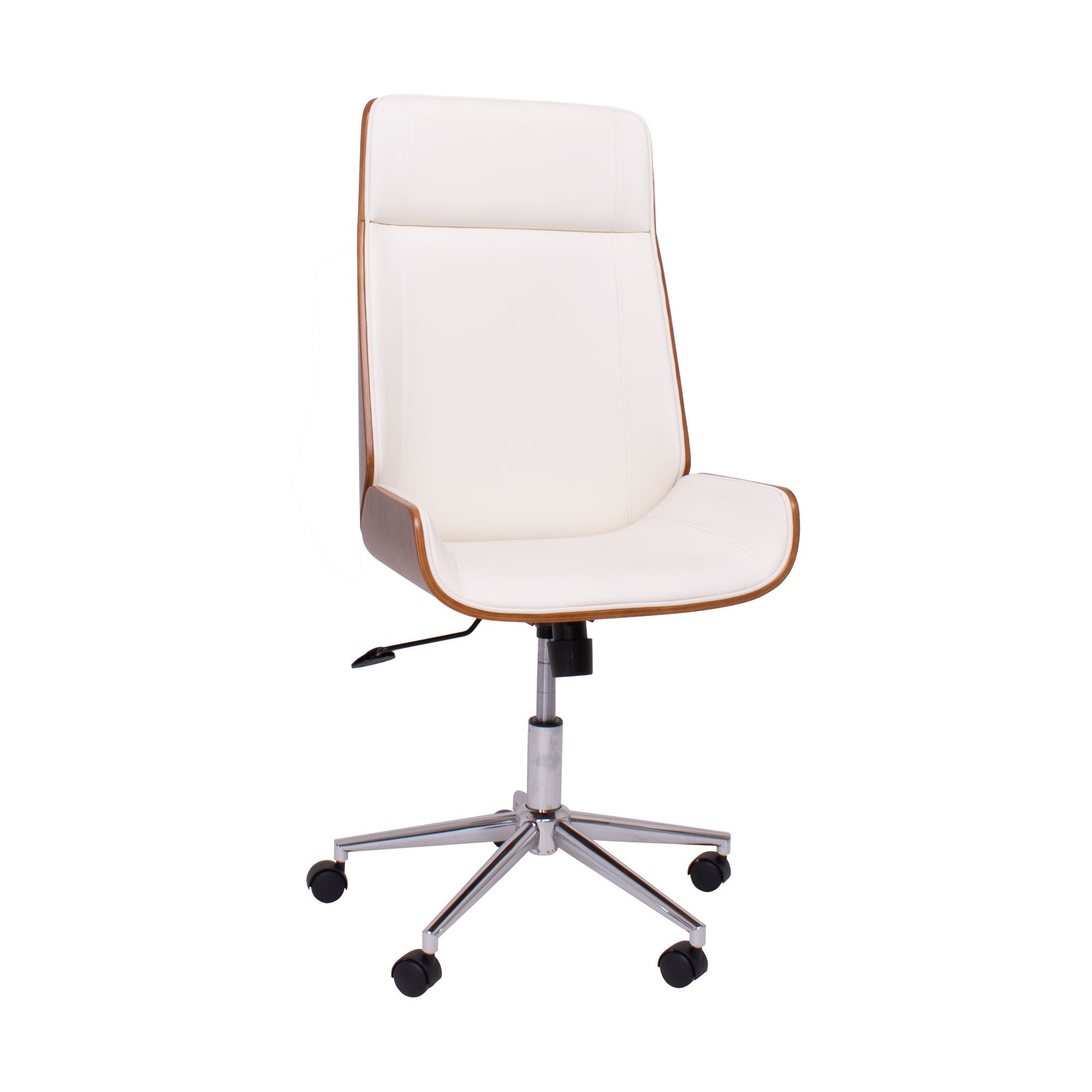 Svezia - Sedia da Ufficio Direzionale 54x109/119x42 cm in legno Parawood e Similpelle Bianco