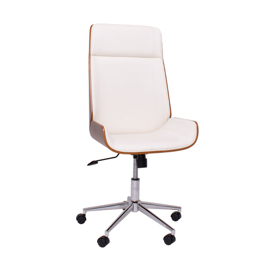 Svezia - Sedia da Ufficio Direzionale 54x109/119x42 cm in legno Parawood e Similpelle Bianco