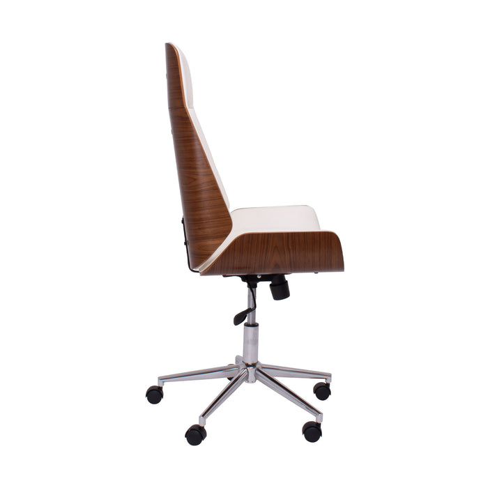 Svezia - Sedia da Ufficio Direzionale 54x109/119x42 cm in legno Parawood e Similpelle Bianco