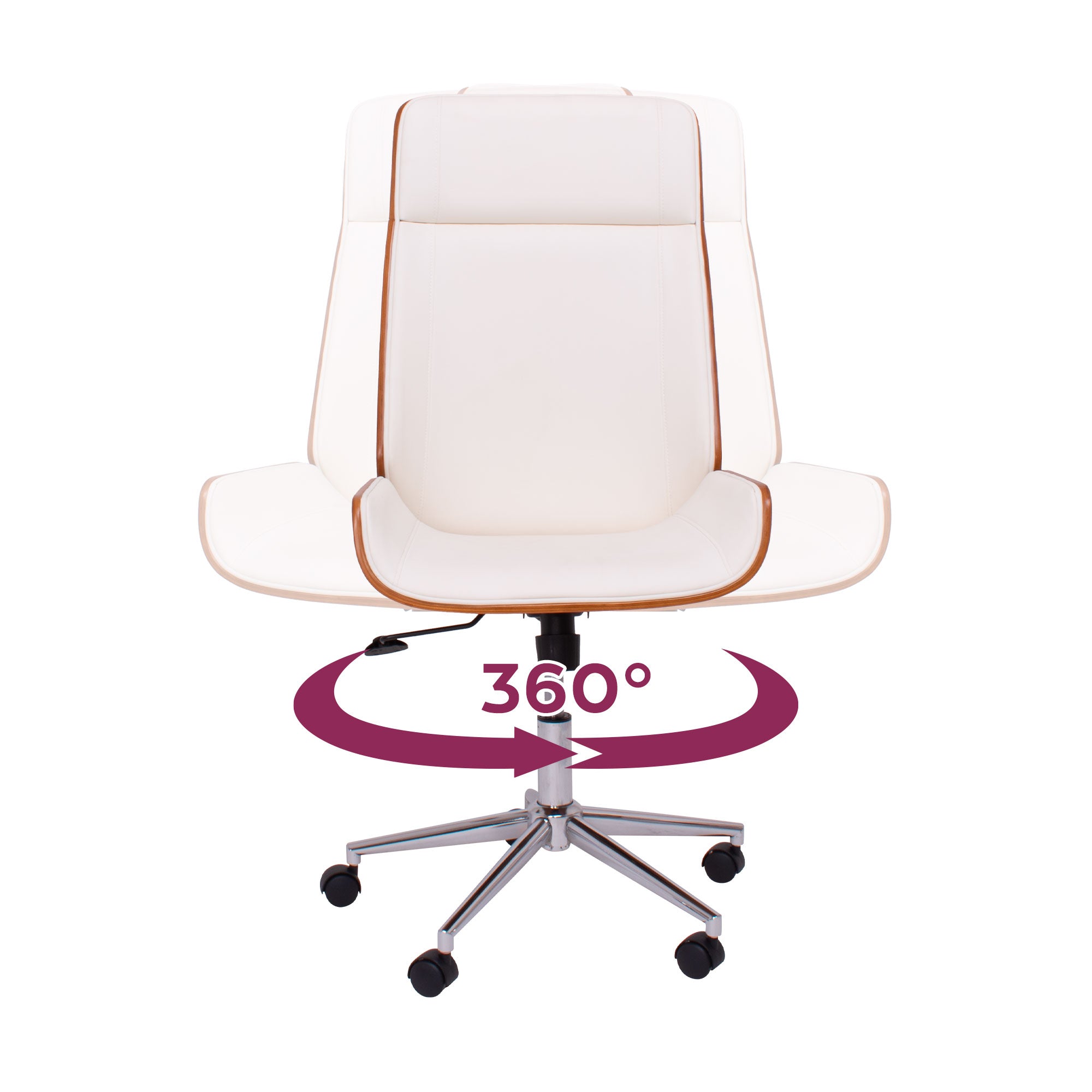 Svezia - Sedia da Ufficio Direzionale 54x109/119x42 cm in legno Parawood e Similpelle Bianco