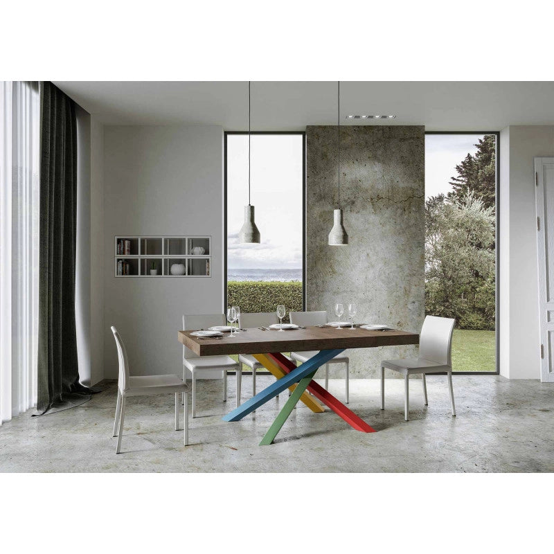 Tavolo allungabile 160/420x90 cm Volantis Premium telaio Multicolore 4/B - Noce