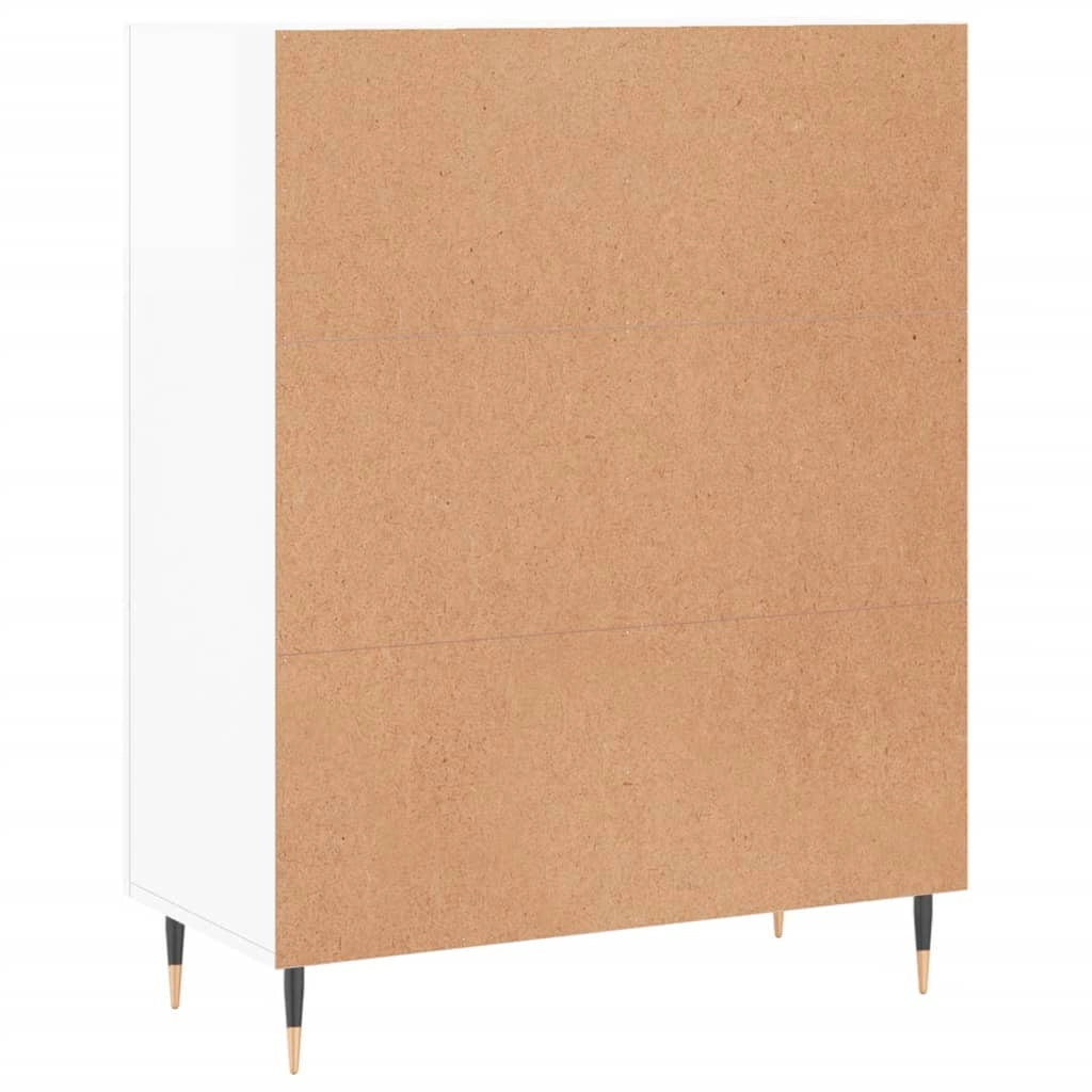 Buffet credenza cassettiera mobiletto mobile contenitore organizer per cucina soggiorno finitura lucida 69,5 x 34 x 90 cm legno ingegnerizzato bianco 02_0030747