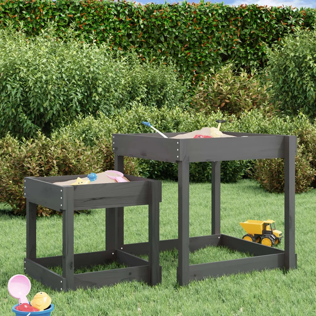Tavoli Sabbiere 2 pz Grigi in Legno Massello di Pino 825053