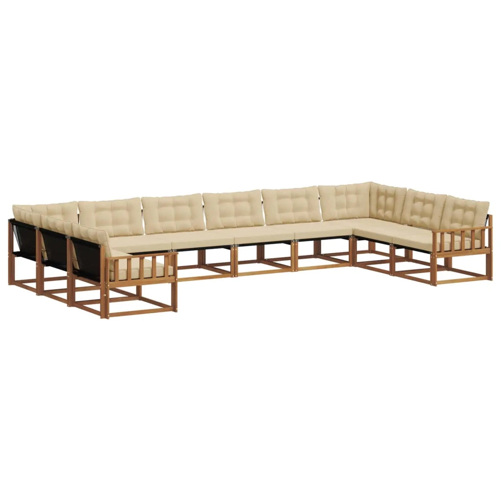 Set di divani da esterno con cuscino 10 pcs Naturale e Beige 3369888