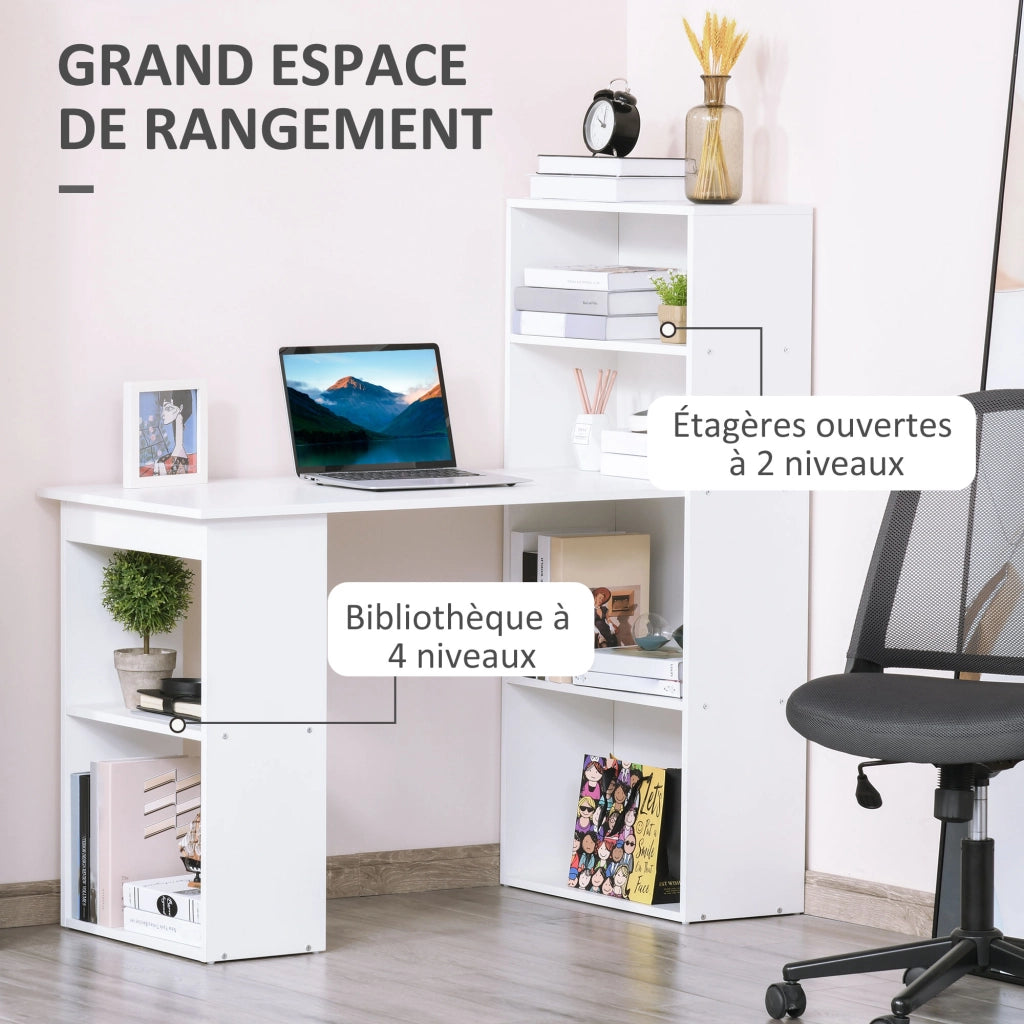 Scrivania con cassetti e scaffali ¨C Zephmum ¨C Bianco 120x55x120 cm