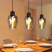 ZMH Lampada a Sospensione 3 Luci Vintage Retro Vetro Fum¨¦ E27 per Sala da Pranzo Cucina Hotel Soggiorno Senza Lampadina