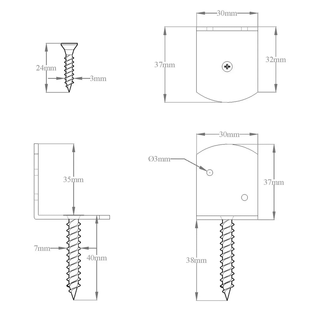 Staffe per Pannello di Recinzione 4 pz a L in Metallo Zincato cod mxl 69943