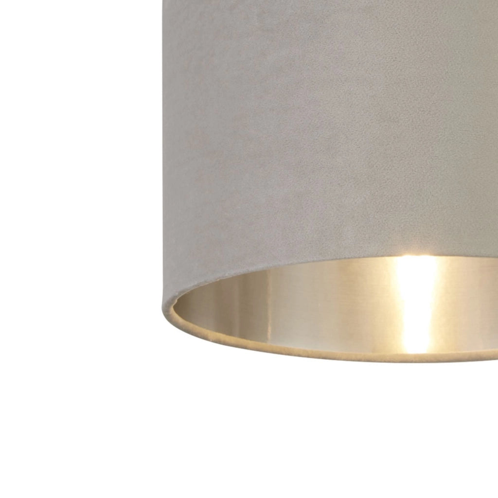 Paralume a tamburo - Velluto grigio chiaro con interno argentato, diametro 28 cm