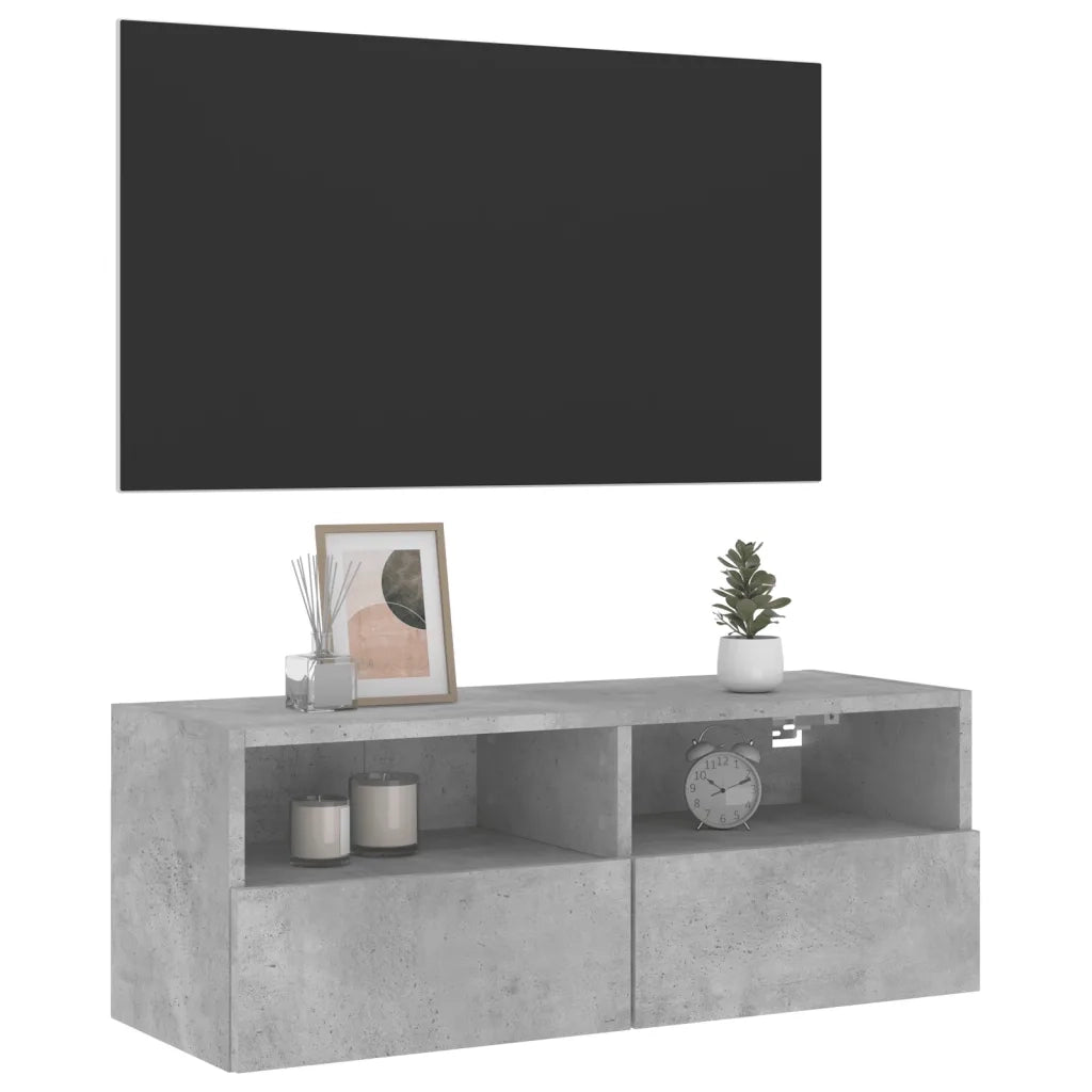 Mobile TV a Parete-Mobile TV a Muro Grigio Cemento 80x30x30 cm Legno Multistrato