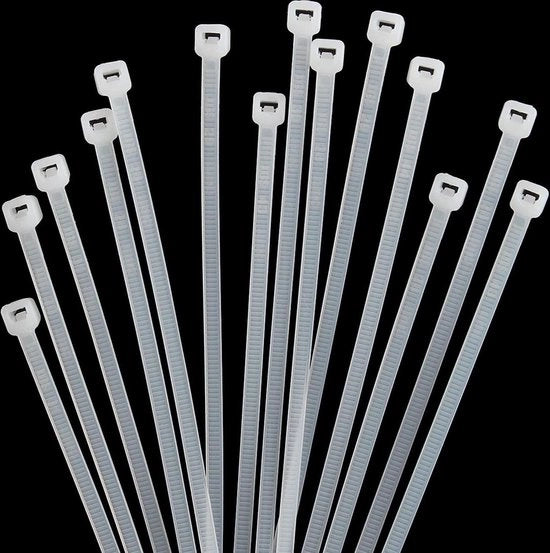 Caviatori bianchi da 20 cm con chiusura a raccordo - 1000 pezzi - resistenza 82 kg - avvolgibili con cinturino - cinturini di nylon con chiusura automatica - per uso interno ed esterno