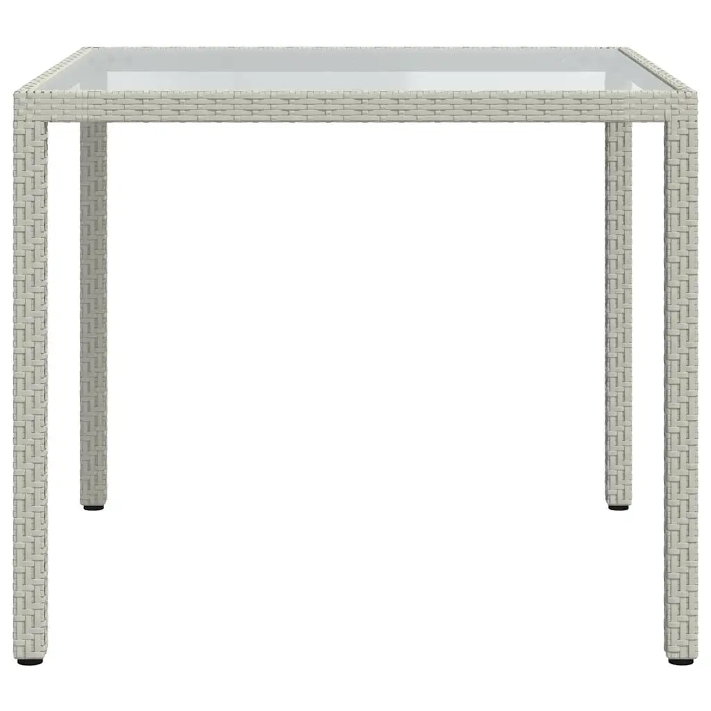 Tavolo Giardino 90x90x75 cm Vetro Temperato e Polyrattan Bianco 316702
