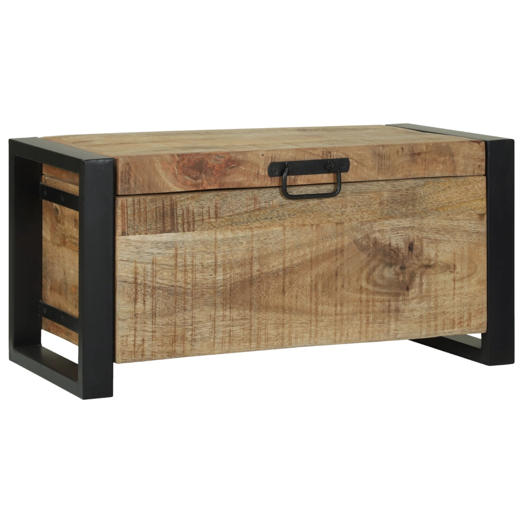 Baule di stoccaggio 60x30x30cm in legno massello di mango e metallo