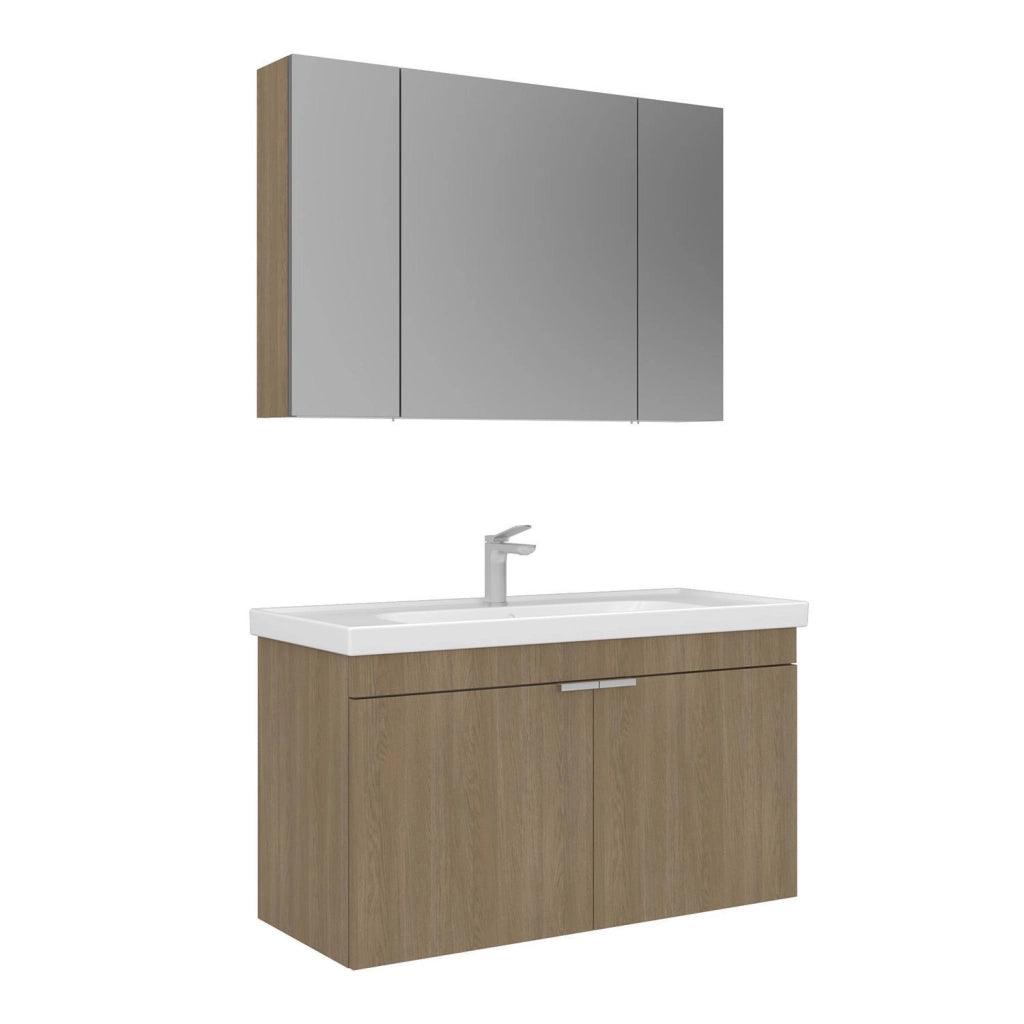 Set mobile lavabo con specchio (2 pezzi) "Desna 100" - 100 x 45 x 58 cm - Rovere