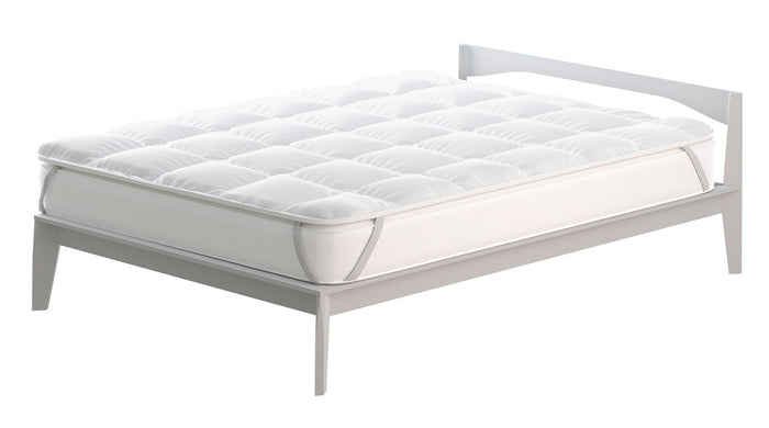 Topper 1 Piazza e Mezzo Trapuntato 300 gr/mq con Elastici Basic Bianco