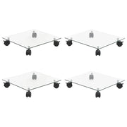 Carrelli Porta Piante 4 pz 35x35 cm Vetro Temperato Quadrati cod mxl 72535