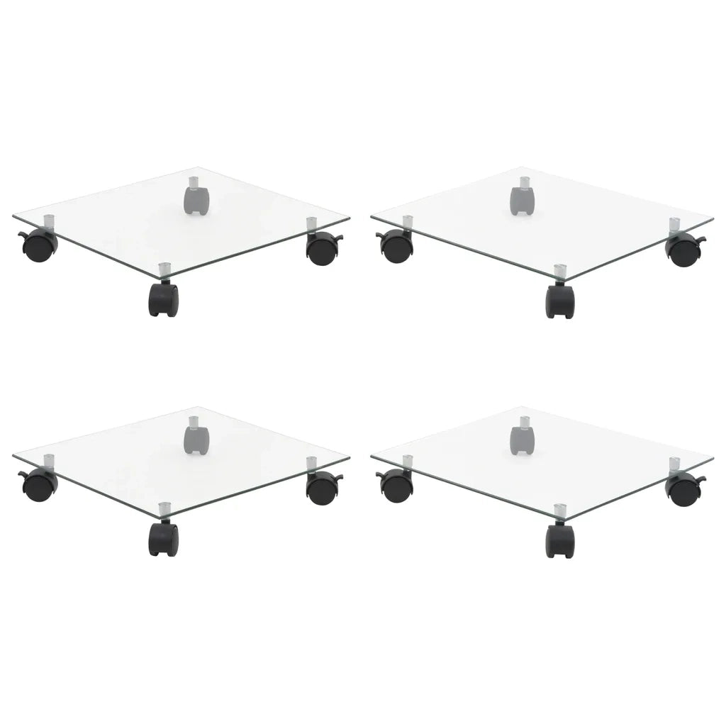 Carrelli Porta Piante 4 pz 35x35 cm Vetro Temperato Quadrati cod mxl 72535