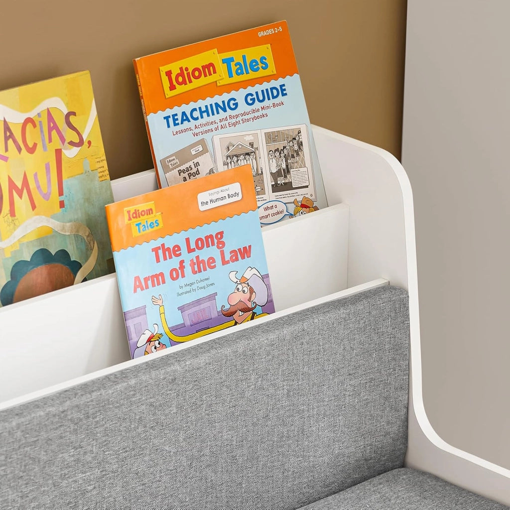 Panca per Bambini con Ruote Libreria con Scatola Portaoggetti Panca per Scarpe con Cuscino Sedile Bianco 100x45x70cm KMB66-W