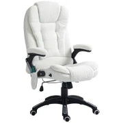 Sedia da Ufficio Massaggiante e Regolabile con Telecomando, in Tessuto Teddy, 67x74x107-116 cm, Bianco