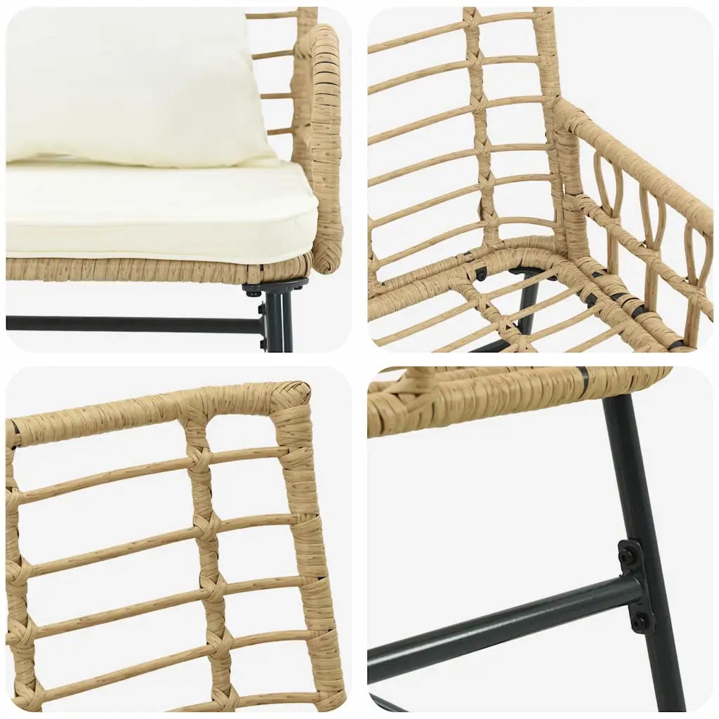 Set da Pranzo per Giardino 3 pcs Marrone e Crema polyrattan 42010355