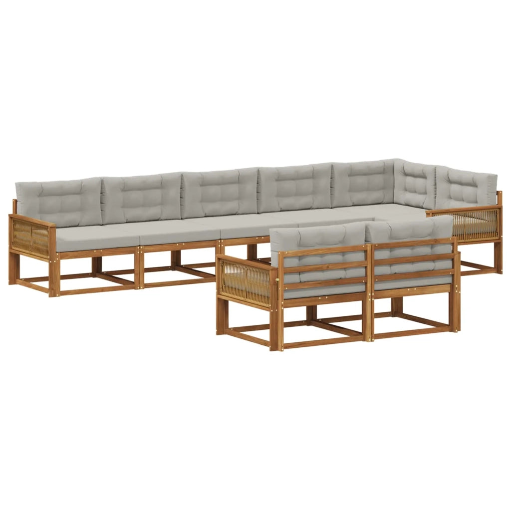 Set di divani da esterno 8 pz Naturale e Grigio chiaro 3382669