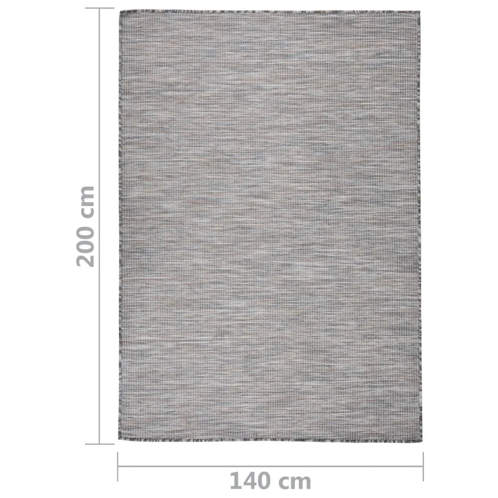 Tappeto da Esterni a Tessitura Piatta 140x200 cm Marrone e Nero cod mxl 63688