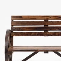 Panchina da giardino, Design a ruote, per 2 persone, 105.5 x 56 x 79 cm, Legno naturale, Marrone Scuro