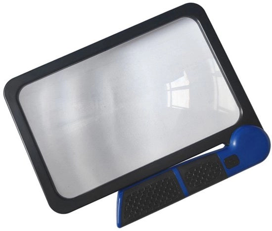 Verglassio da lettura - 30 * 13,5 * 2,5 cm - Per la lettura di libri - 5x verglassio - Con 48 LED lampioni super luminosi - Verglassio grande con manico - Adatto per anziani con cattiva vista - Maneggevole e pieghevole - Manico in gomma.