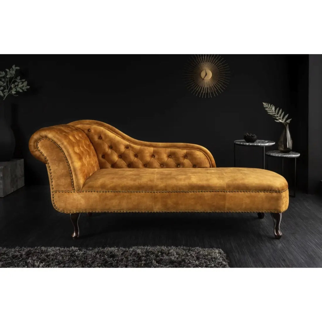 Méridienne EDGAR – Giallo senape – Velluto stile barocco