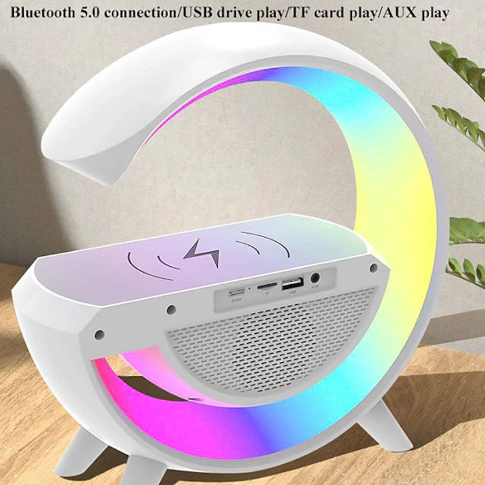 Trade Shop - Lampada Led Caricabatteria Wireless Cassa Forma G Con Proiettore Cielo Stellato -