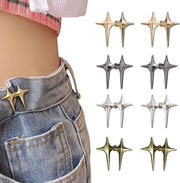 8 pezzi di clip per cerniera dei pantaloni, riduttore di vita adattabile e senza cuscinetti, clip cintura dei pantaloni con disegno a stella per pantaloni di jeans e pantaloni