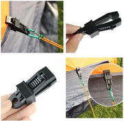 Set di Clip per Tenda da 32 - Clip multifunzionali per tende - Accessori per campeggio - Materiale PP resistente - 8 Haken con carabiner