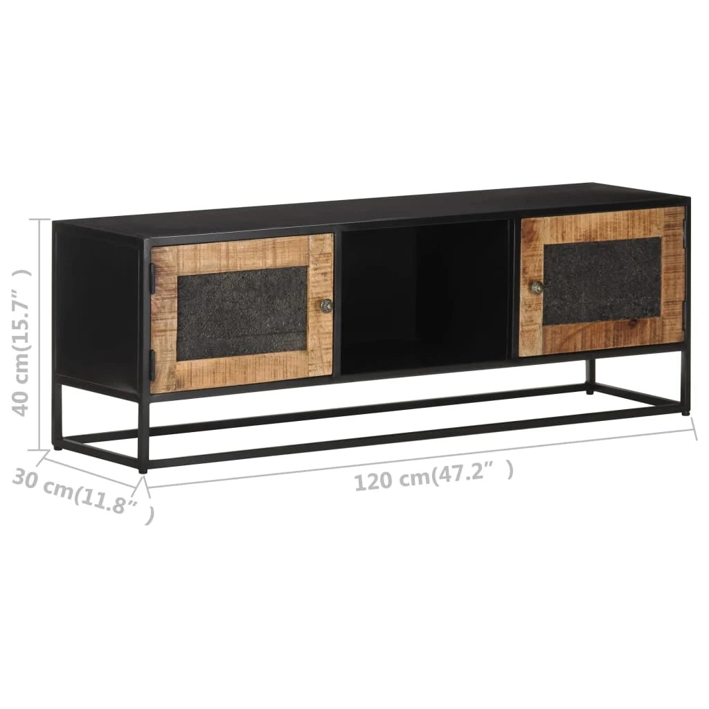 Mobile TV multimediale mensola TV credenza TV sala da pranzo soggiorno camera da letto 120 x 30 x 40 cm legno di mango marrone grezzo 02_0025819