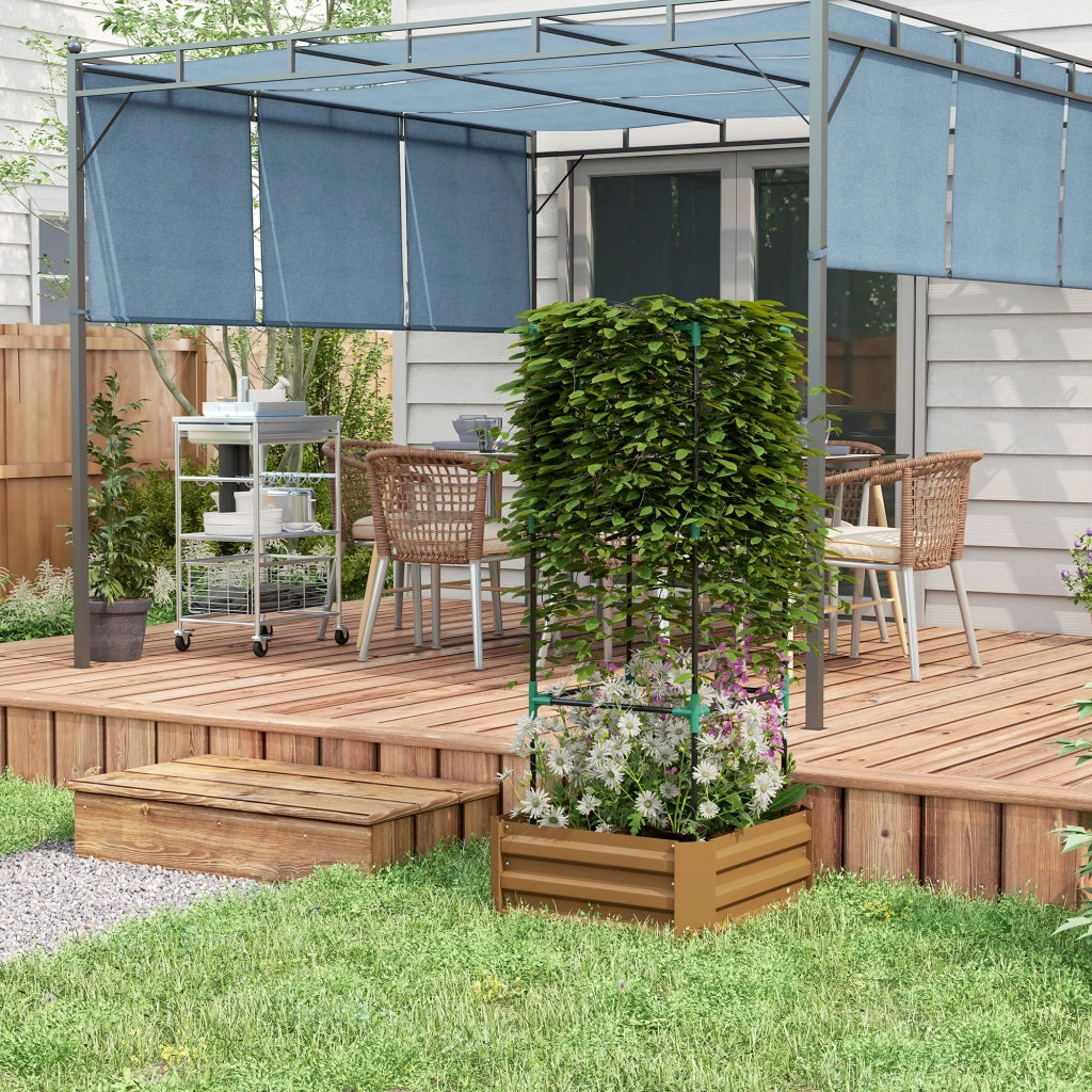 Vaso da Giardino con Griglia di Supporto ¨C zephmum ¨C Marrone 61x61x140 cm