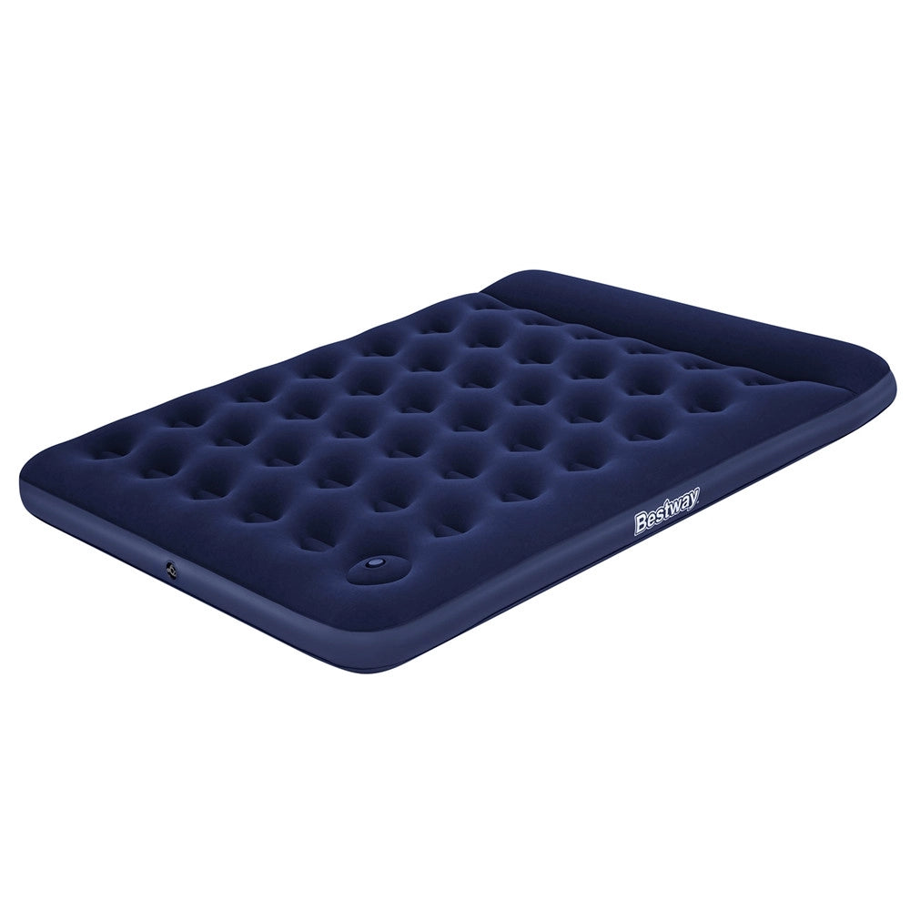 Trade Shop - Materasso Gonfiabile Matrimoniale Floccata Con Pompa A Pedale Integrata 203x152x28cm 67226 -